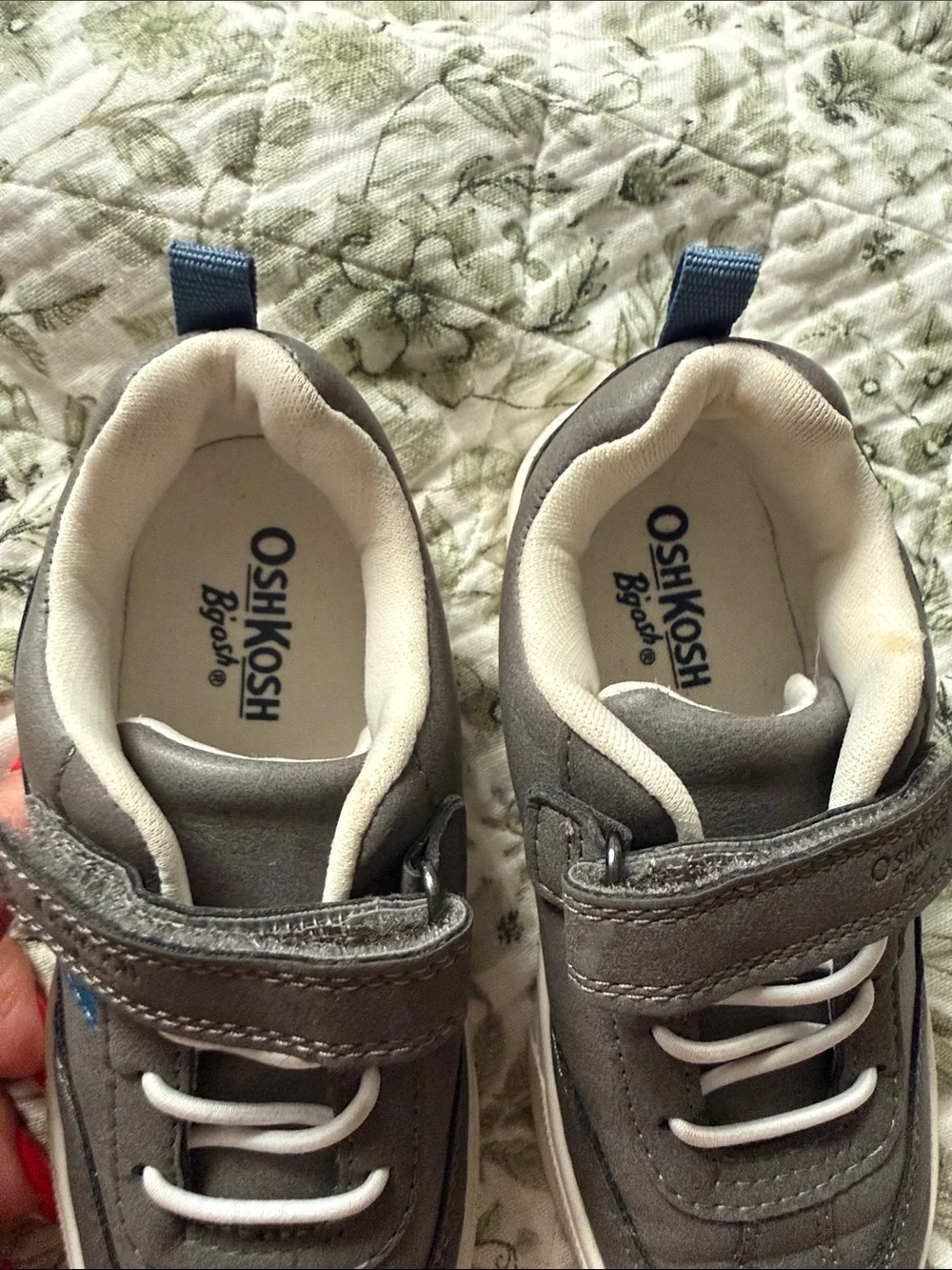 OshKosh B'gosh Grey Kids Velcro Sneakers with Blue Accent